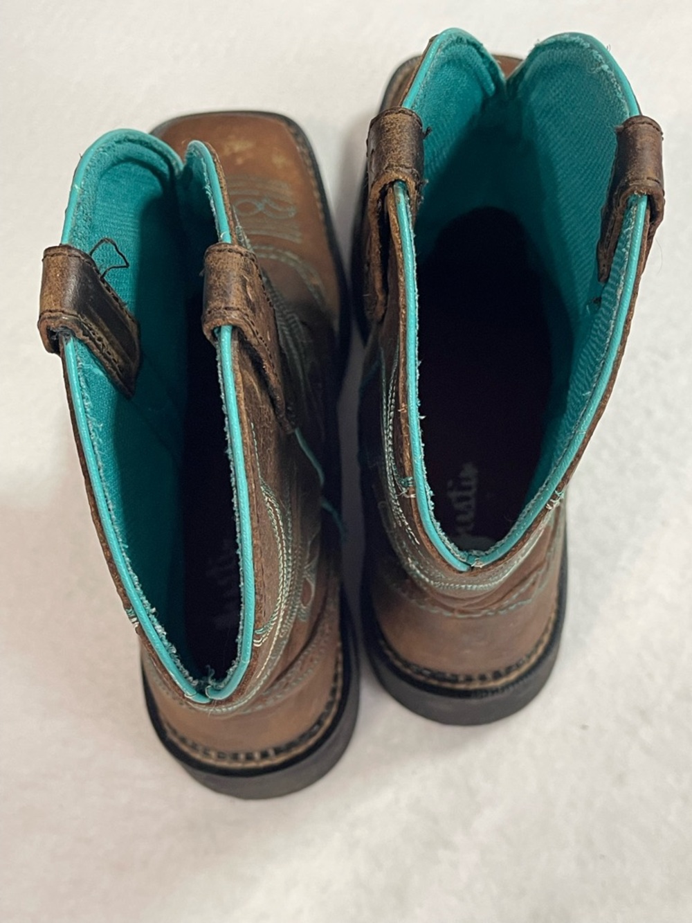Justin Mandra Chocolate Western square Boots L9624 Leather 9.5B - Picture 8 of 14